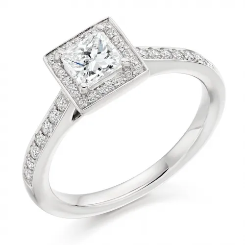 Square Shaped Diamond Halo Rings